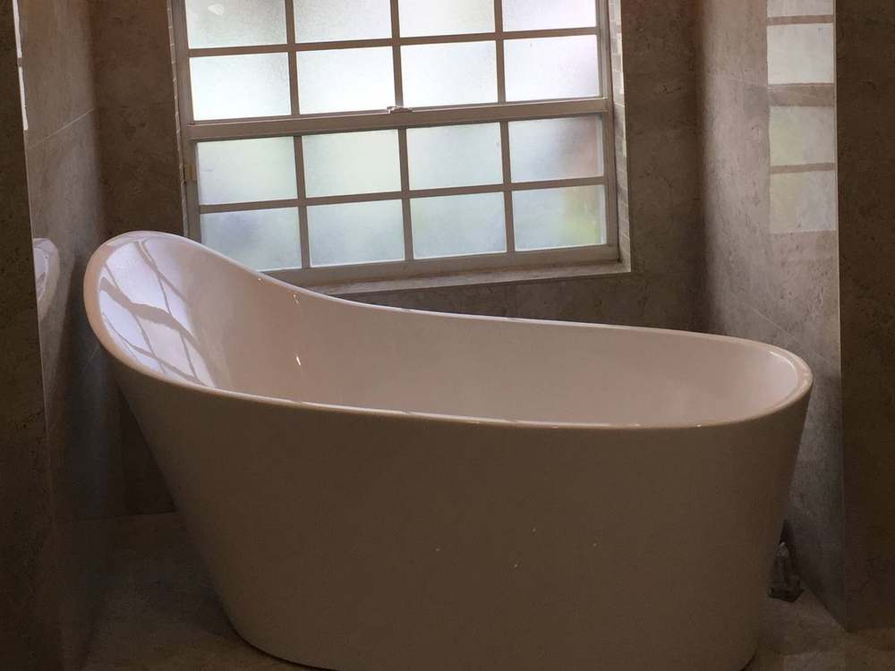 Freestanding tub in a finished bathroom