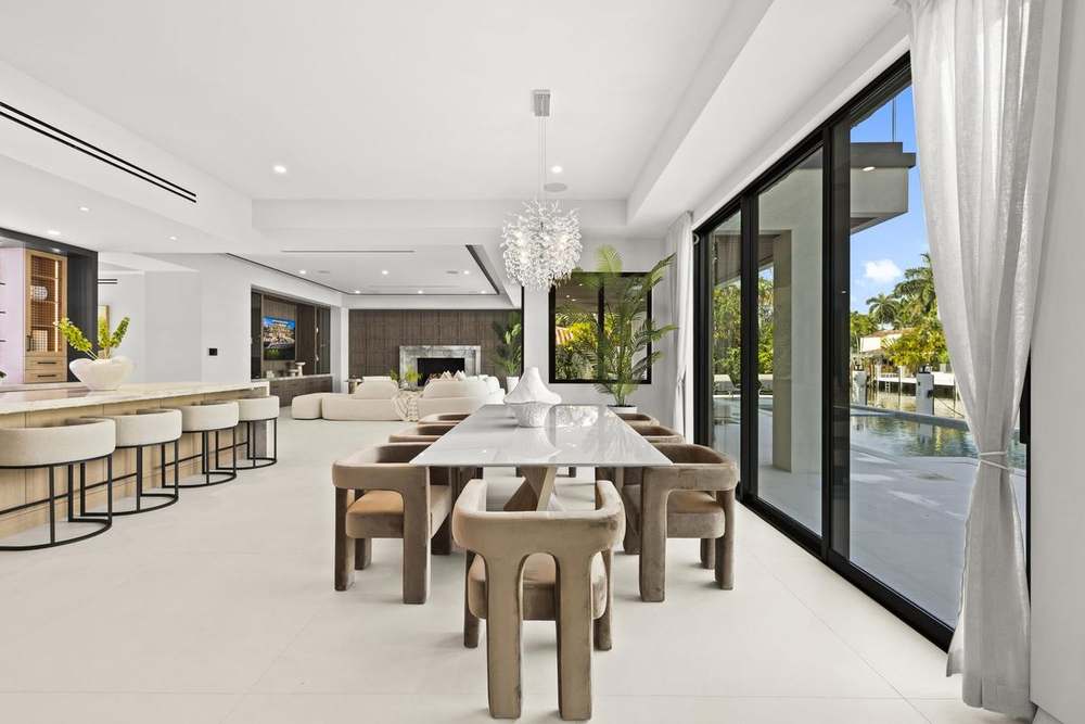 Dining room opening to the pool terrace