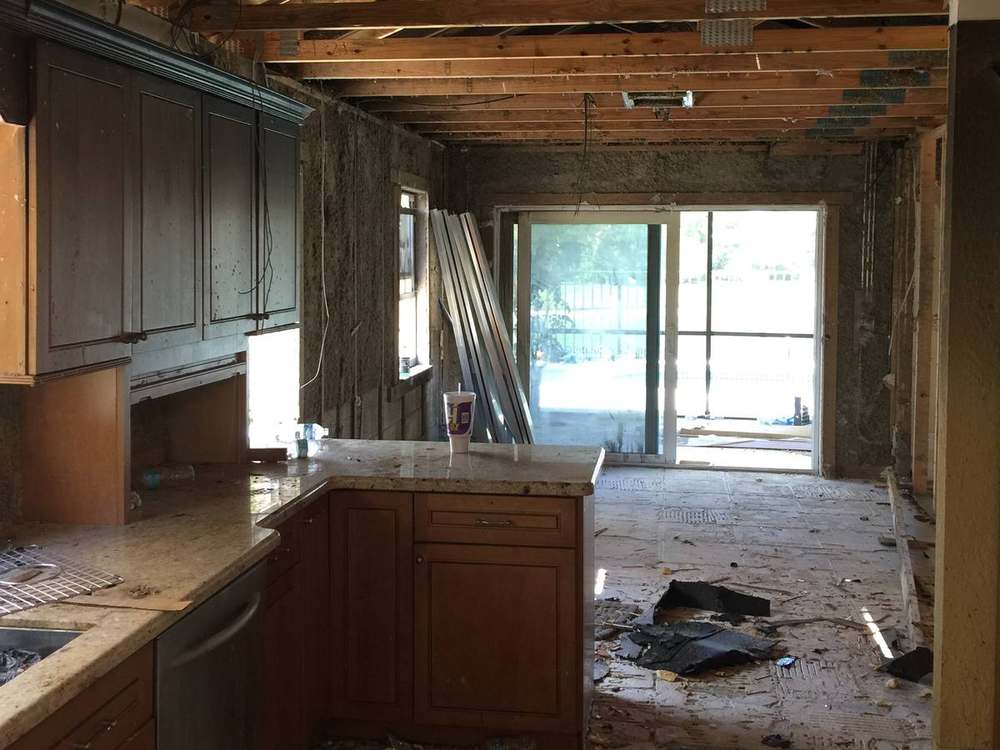 Interior framing opened up during a remodel