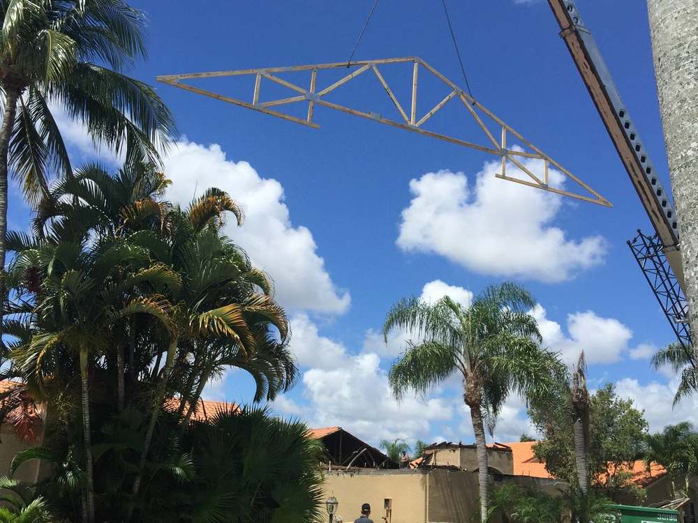Roof trusses on a new residence